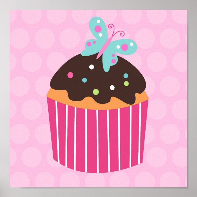 Cupcake Söta Barnkammare Väggkonstutskrifter Poster (Framsidan)