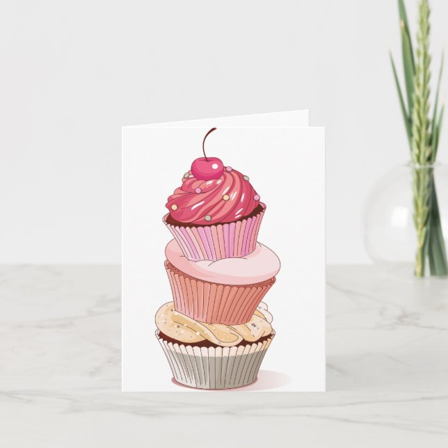 Cupcake Stack Notkort Kort (Framsida)