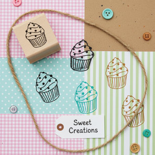 Cupcake-stämpel - Mini träkonststämpel för hantver Stämpel