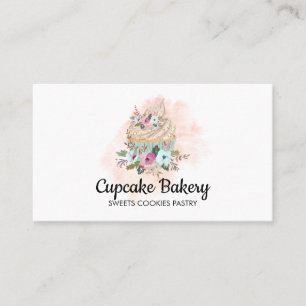 Cupcake Tårta Bagare Bakverk Akvarell Visitkort