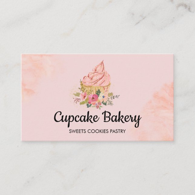 Cupcake Tårta Bagare Konditor rosa Visitkort (Framsida)