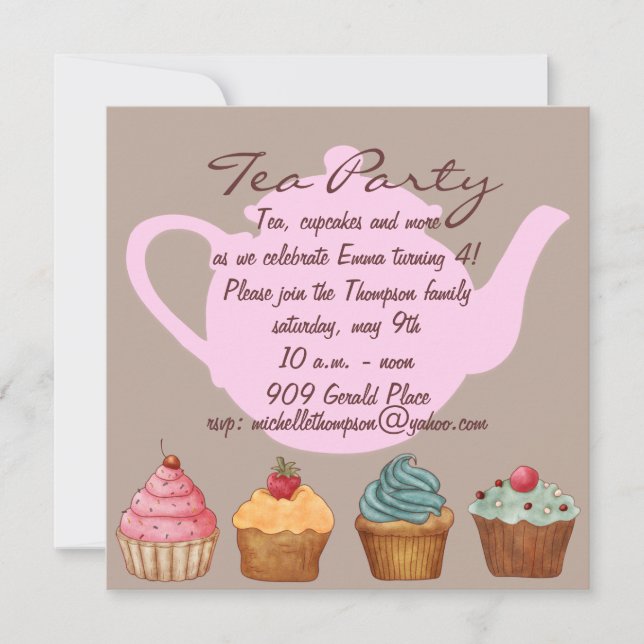 Cupcake Tekajubileum Inbjudan (Framsida)