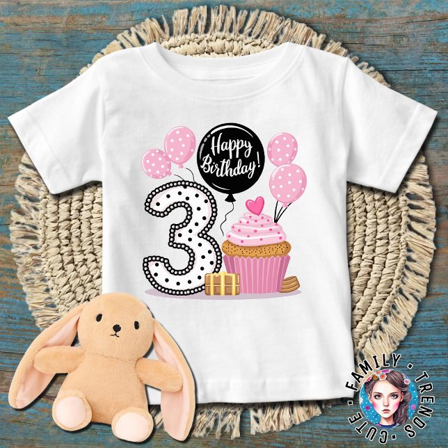 CUPCAKE till 3-årsdagen T Shirt (Skapare uppladdad)