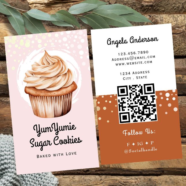 Cupcake Trendig QR-kod och webbplats Visitkort (Skapare uppladdad)