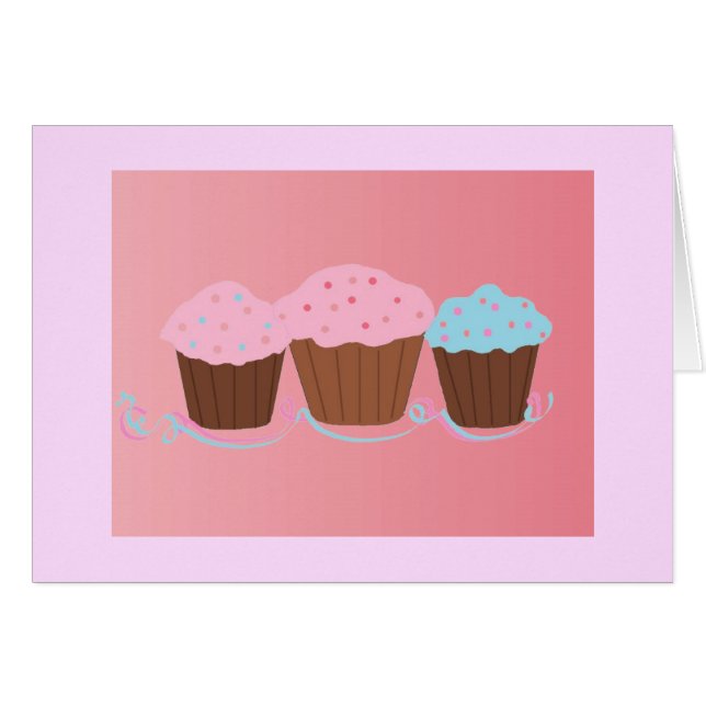 Cupcake Trio - Tom Hälsningskort (Framsidan Horizontal)