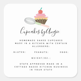 Cupcake Visp Matverksamhet Fyrkantig dekal Fyrkantigt Klistermärke