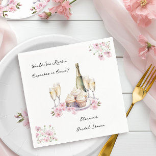 Cupcakes eller Cava Floral Champagne Bröllopsdusch Pappersservett