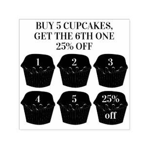 Cupcakes Köp Fem Get One Punches Bakery Loajalitet Självfärgande Stämpel