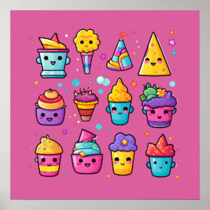 Cupcakes med leende ansikten poster
