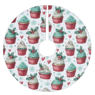 Cupcakes Misteltoe Topping Rosa Jul Julgransmatta Borstad Polyester