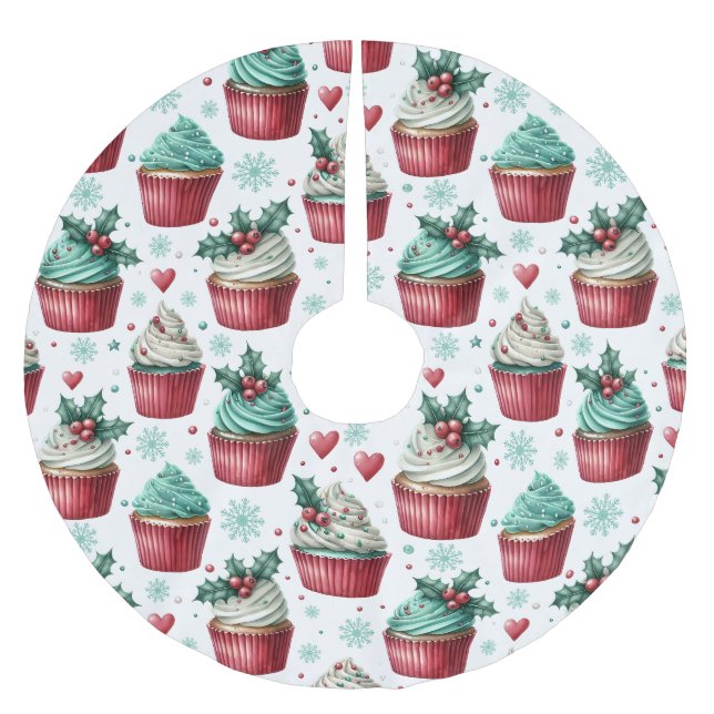 Cupcakes Misteltoe Topping Rosa Jul Julgransmatta Borstad Polyester (Framsidan)