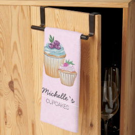 Cupcakes Och Frukter Akvarell Kökshandduk