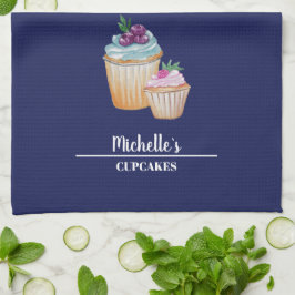 Cupcakes Och Frukter Akvarell Kökshandduk