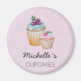 CupCakes Och Frukter Vattenfärg Magnet