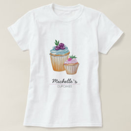 CupCakes Och Frukter Vattenfärg Monogram T Shirt