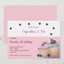 Cupcakes Och Te Födelsedagsfest Inbjudningar