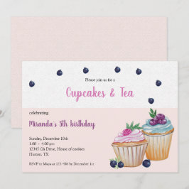 Cupcakes Och Te Födelsedagsfest Inbjudningar
