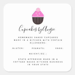 Cupcakes Rosa Matföretag Fyrkantig Klistermärke