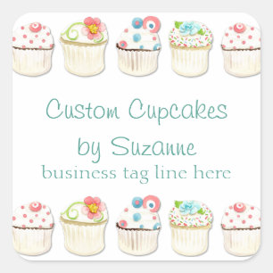 Cupcoa Dessert Baking Bakery Business Identity Fyrkantigt Klistermärke
