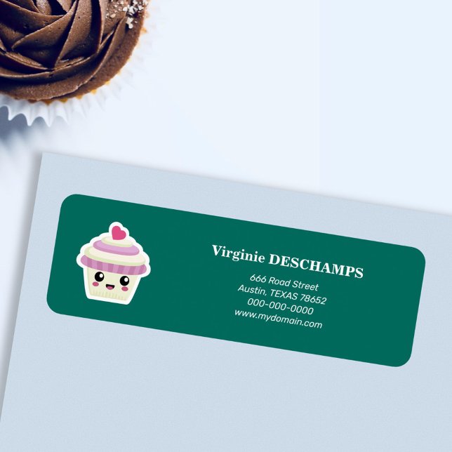 Cupcoa Kawaii Return-adressetikett Returadress Etikett (Cupcake Kawaii Return Address Label)