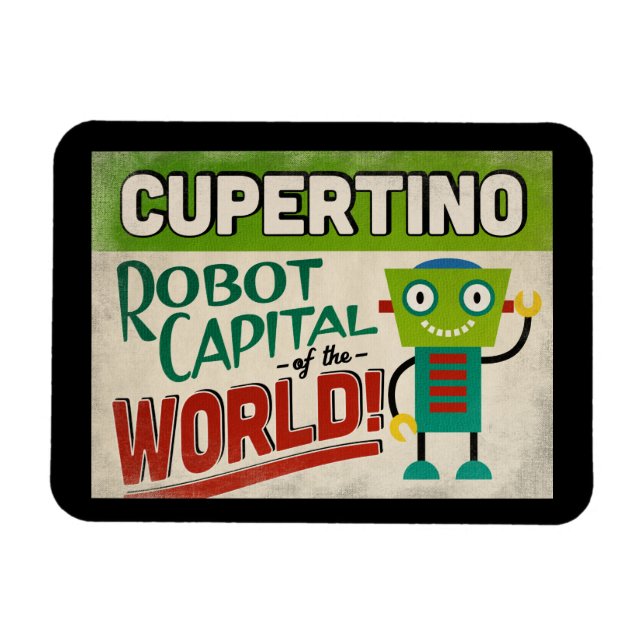Cupertino California Robot - Funny Vintage Magnet (Horisontell)