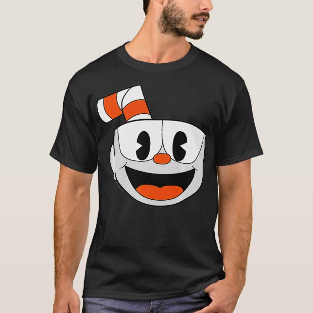 Cuphead Big Smiling Ansikte Video Game Premium T Shirt (Framsida)
