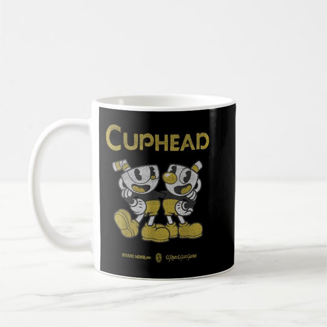 Cuphead och Mugman Best Buds Guld Kostym Kaffemugg (Vänster)