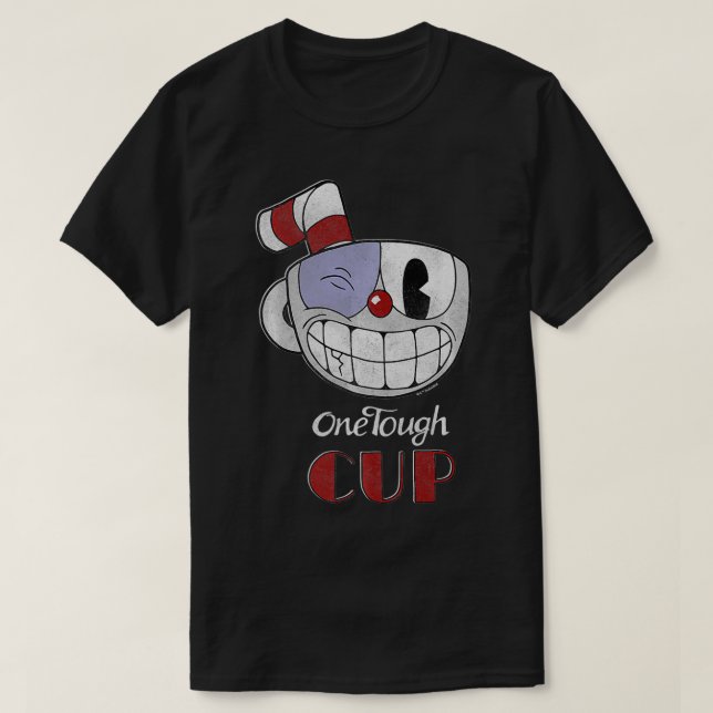 Cuphead One Tuff Kopp Black Öga Wink Premium T Shirt (Design framsida)