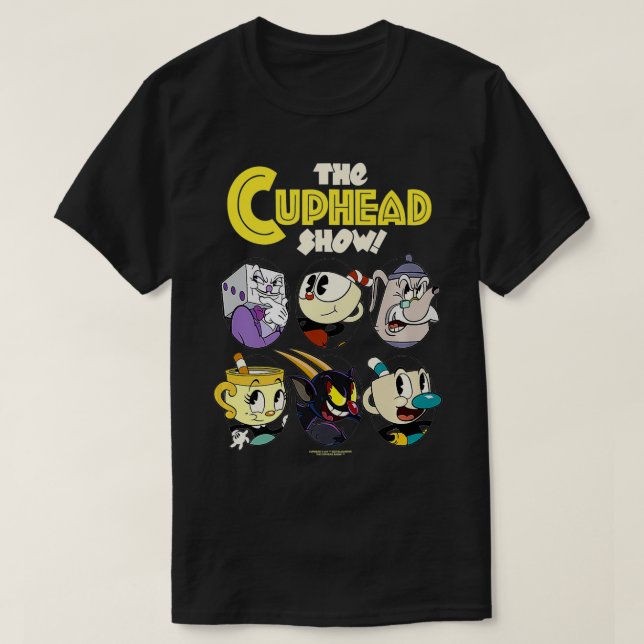 Cuphead Show Group Poster Logotyp Premium  T Shirt (Design framsida)
