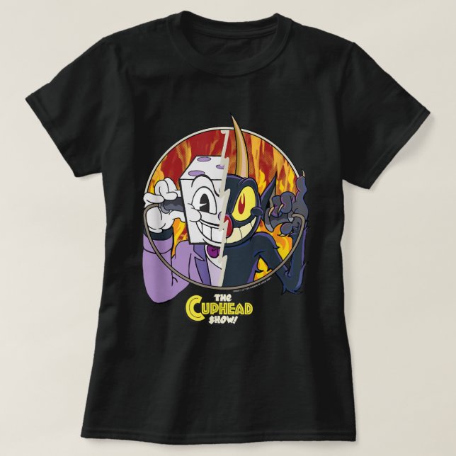 Cuphead show Kung Dice och Djävulen Split Pos T Shirt (Design framsida)