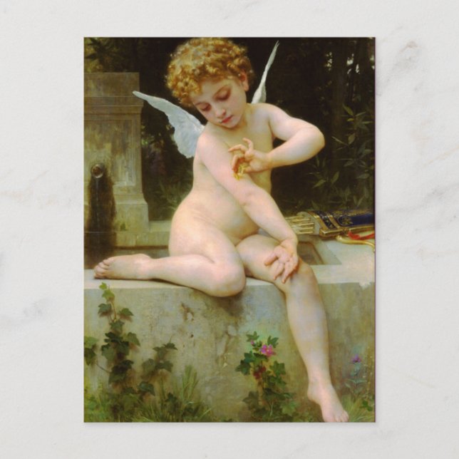 Cupid and butterfly by Bouguereau Vykort (Framsida)