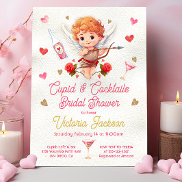 Cupid and Cocktails Valentine Day Möhippa Inbjudningar