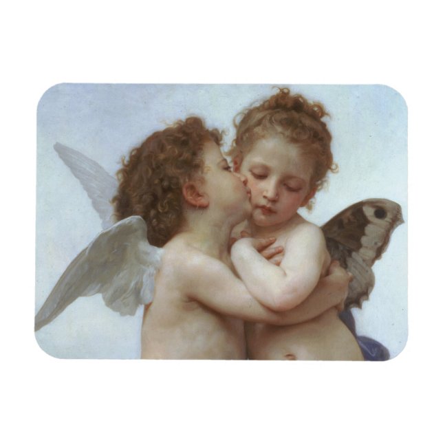 Cupid and Psyche as children - William Bouguereau Magnet (Horisontell)