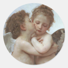 Cupid and Psyche as children - William Bouguereau Runt Klistermärke