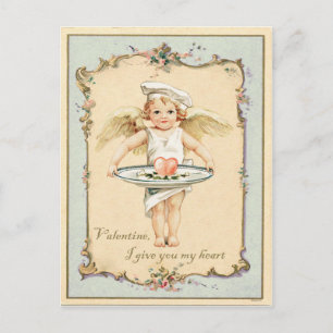 Cupid Angel Heart Vintage Reproduction Vykort