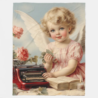 Cupid Angel skriva vid kärlek brev Fleecefilt