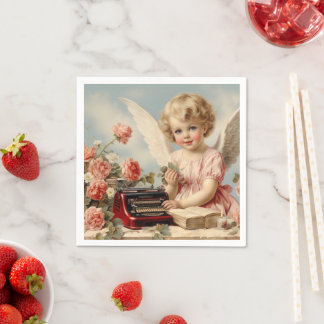 Cupid Angel skriva vid kärlek brev Pappersservett