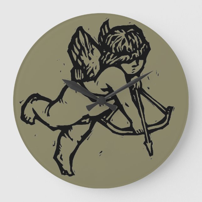 Cupid Angel Valentine Clock Clay Bäck Stor Klocka (Framsida)
