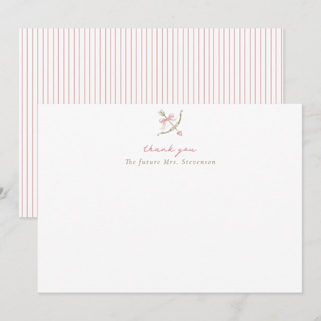 Cupid Arrow Bow & Heart Bridal Shower Tack Kort (Fram/baksida)