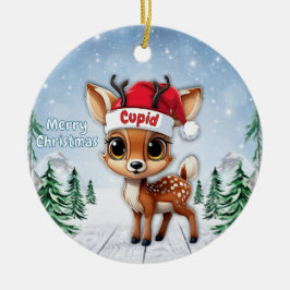 Cupid Baby Deer, Fawn, Doe, Reindeer 🦌🎄 Julgransprydnad Keramik