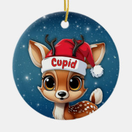 Cupid Baby Deer, Fawn, Doe, Reindeer 🦌🎄 Julgransprydnad Keramik