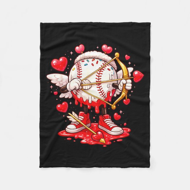 Cupid Baseball Drip Glassapparlads Ung Pojke Val Fleecefilt (Framsidan)