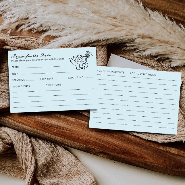 Cupid Blue Bridal Shower Recipe For The Bride Tilläggskort (Skapare uppladdad)