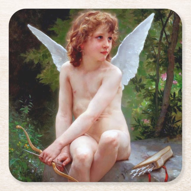 Cupid, Bouguereau Underlägg Papper Kvadrat (Framsidan)
