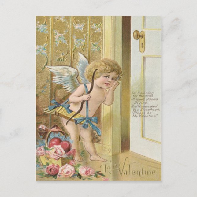 Cupid Bow Pow Heart Rosor Ro Vykort (Framsida)