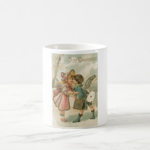 Cupid Boy and Girl på Rosa Valentine Kaffemugg