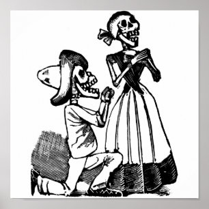 Cupid Calavera, Skeleton Älskare c 1900-talet Poster