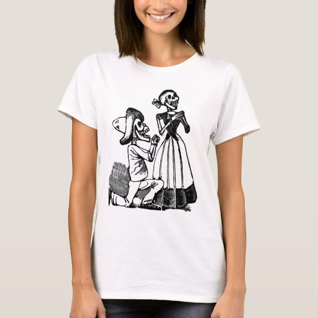 Cupid Calavera, skelett- 1900s för älskare C. T Shirt (Framsida)