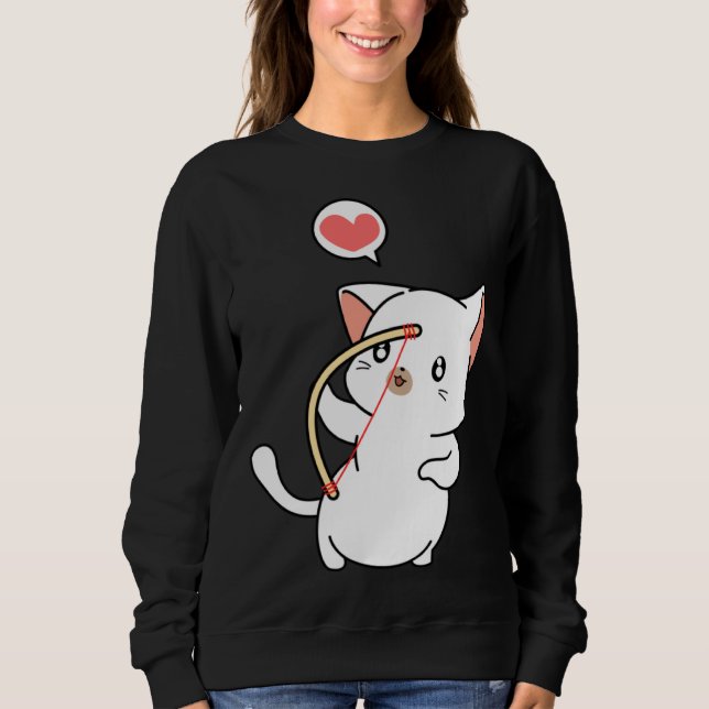 Cupid Cat  Matching Couple Valentines Day Kitten T Shirt (Framsida)