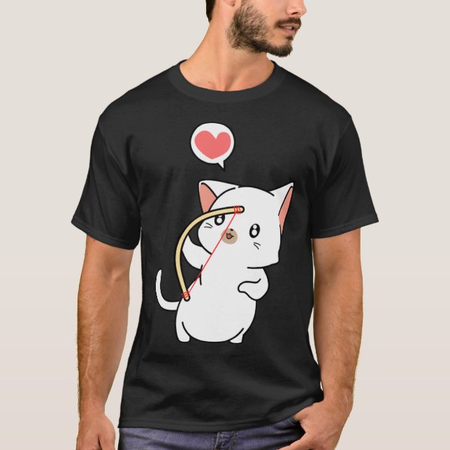 Cupid Cat  Matching Couple Valentines Day Kitten T Shirt (Framsida)